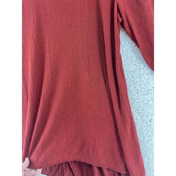 Eileen Fisher Women's Tunic Top Size 1X Red High Low Hem Linen Blend Lightweight - Picture 7 of 9